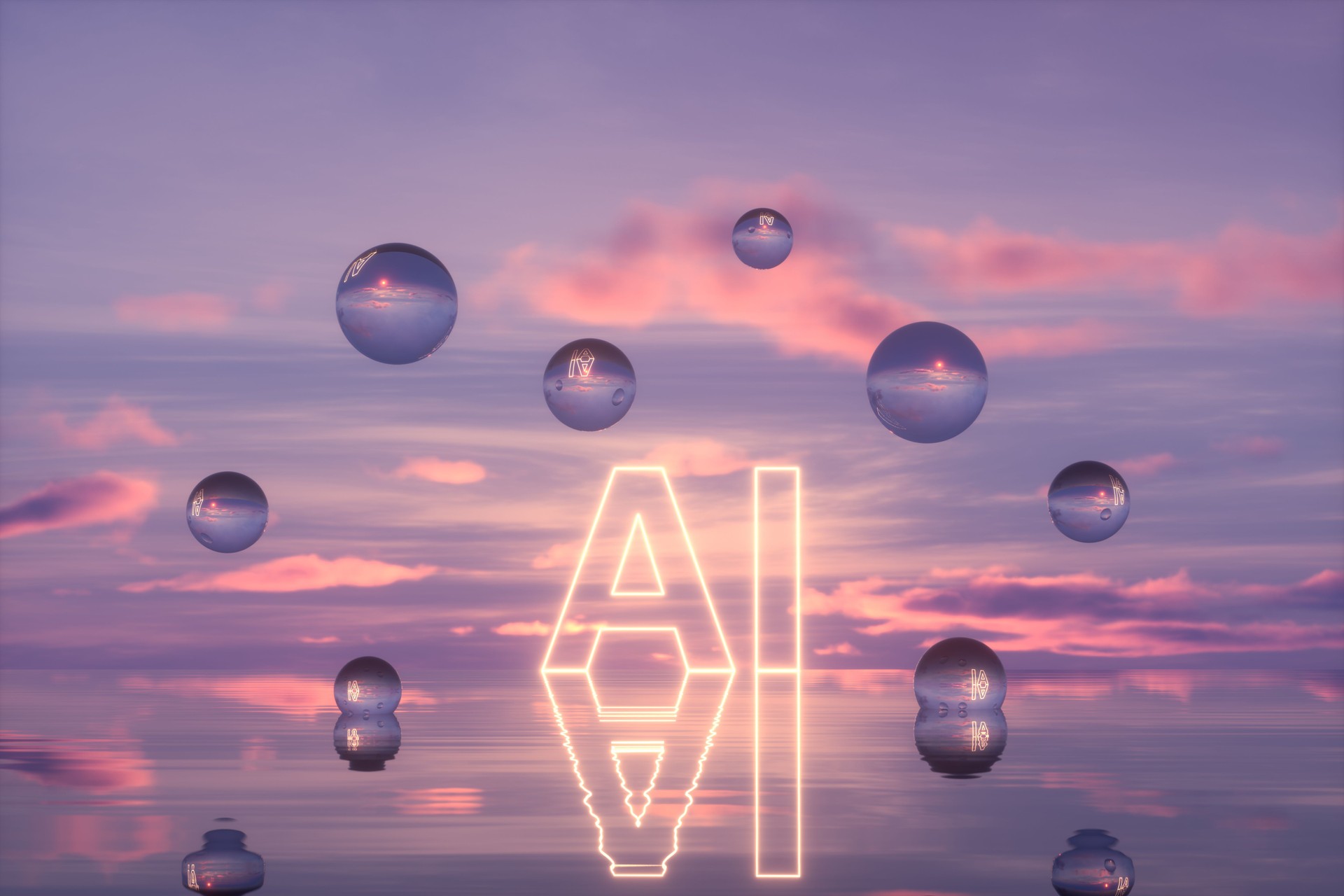 AI, Surreal landscape for innovation and technology, conceptual futuristic abstract background
